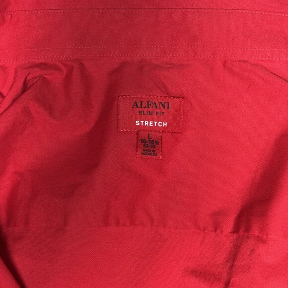 Alfani Men Slim-Fit Stretch Red Long-Sleeve Dress Shirt 16-16.5 32/33 L - Picture 5 of 8